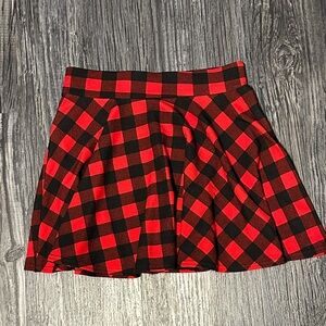 Chic Red and Black Checkered Skater Skirt